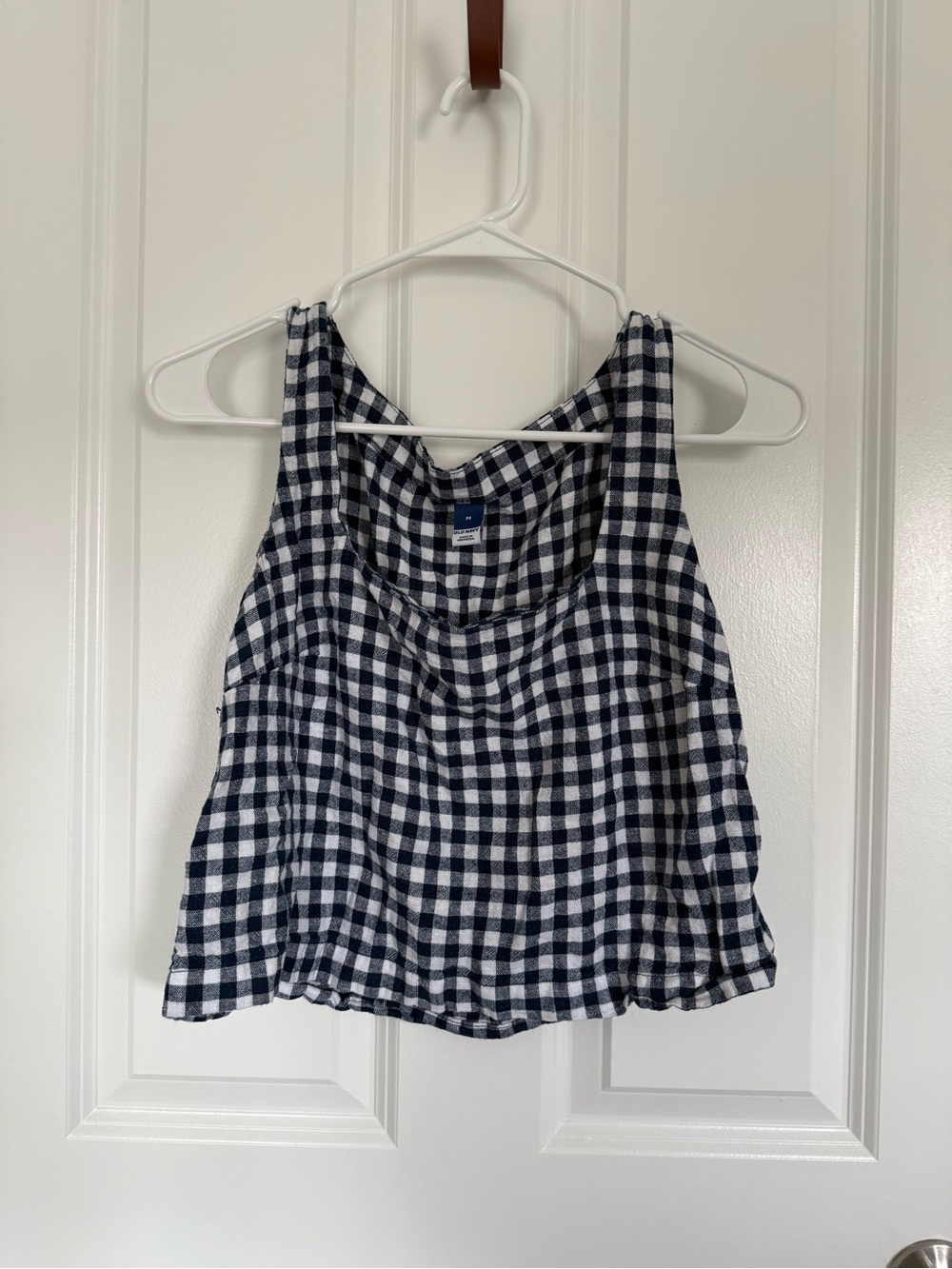 Navy and White Gingham old navy Women's Tank Top linen blend blue